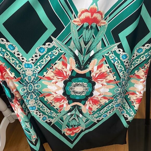 Geometric Tropical Floral Print Maxi Dress sz S - Picture 4 of 16